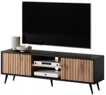 Selsey Bello TV-Lowboard mit Lamellen und LED-Beleuchtung, Wotan Eiche, 135cm (Bello)