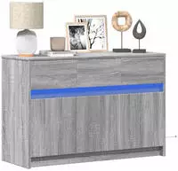 vidaXL TV-Schrank mit LED-Beleuchtung Grau Sonoma 91x34x61 cm