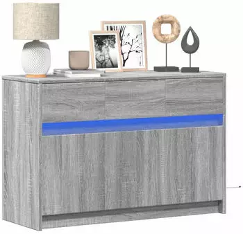 vidaXL TV-Schrank mit LED-Beleuchtung Grau Sonoma 91x34x61cm (852185)