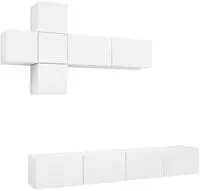 vidaXL 7-tlg. TV-Schrank-Set Wei&szlig; Holzwerkstoff