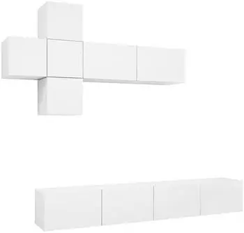 vidaXL TV-Schrank-Set 7-tlg. Wei&szlig; Holzwerkstoff (3078709)