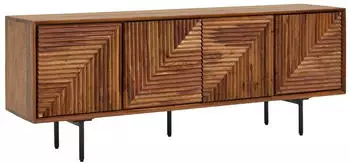 Finebuy TV-Lowboard 140cm Sheesham Massivholz schwarze Beine (FB78855)