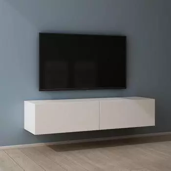 Mai & Mai Fernsehschrank02 Lowboard hängend 2 Türen Soft-Close 140x40,2x30cm Matt Weiß (Fernsehschrank02)