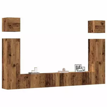vidaXL TV-Schrank-Set 6-tlg. Wandmontage Altholz-Optik Holzwerkstoff (3329141)