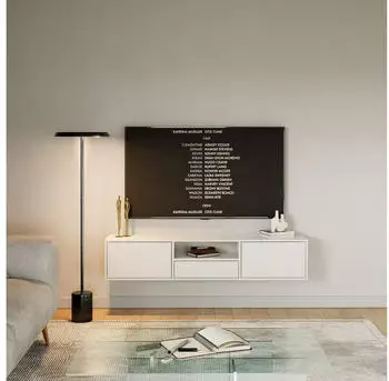 Selsey Framme TV-H&auml;ngeboard 3 Klappen und Ablage, Wei&szlig;, 150cm