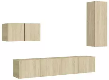 vidaXL TV-Schrank-Set 4-tlg. Holzwerkstoff Sonoma-Eiche (3078993)