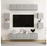 vidaXL 8-tlg. TV-Schrank-Set Betongrau Holzwerkstoff
