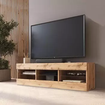 Komodee Tivoli TV-Schrank Eiche Wotan, 3 Fächer, 140x40.5x35.5cm, ohne LED