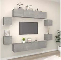 vidaXL 8-tlg. TV-Schrank-Set Betongrau Holzwerkstoff