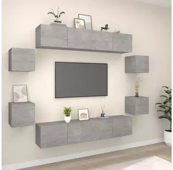 vidaXL TV-Schrank-Set 8-tlg. Holzwerkstoff Betongrau (3114217)