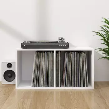 vidaXL Schallplatten-Aufbewahrungsbox Wei&szlig; 71x34x36cm Holzwerkstoff (800117)