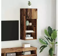 vidaXL Wandmontierter TV-Schrank mit LED Altholz 40,5 x 30 x 90 cm