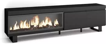 Skraut Home Lowboard 210cm mit Elektrokamin XXL, Industriedesign, Schwarz (413_21_02)