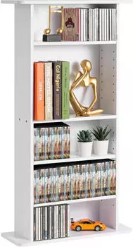 VEVOR CD/DVD-Aufbewahrungsschrank 5 Ebenen Verstellbare Regale 240 CDs, Wei&szlig; (KLDS-01)