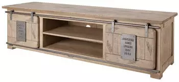 Massivmoebel24 Railway TV-Board Mango massiv 180x55x50cm whitewash (09-313-772-2029)