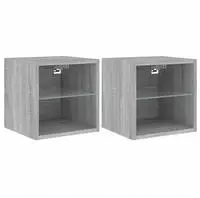 vidaXL TV-Wandschr&auml;nke mit LED-Leuchten 2 Stk. Grau Sonoma