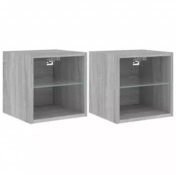 vidaXL TV-Wandschr&auml;nke mit LED-Leuchten 2 Stk. Grau Sonoma (836984)