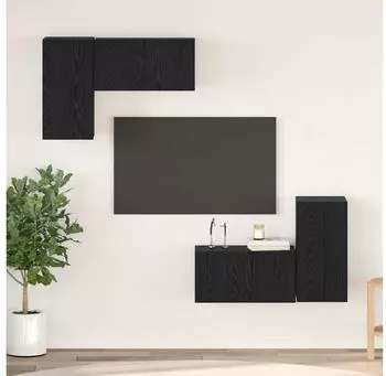 vidaXL TV-Schrank-Set 4-tlg. Schwarz Eichen-Optik Holzwerkstoff 60x30x30cm (3393268)