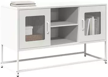 vidaXL TV-Schrank Stahl Wei&szlig; 100,5x39x60,5cm (853385)