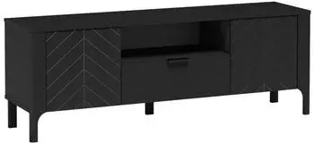 Beautysofa Lume MM-5 Lowboard mit Schublade und Türen, Schwarz, 160x57x40.5cm (MM-5)