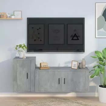 vidaXL TV-Schrank-Set 2-tlg. Holzwerkstoff Betongrau (3188482)