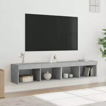 vidaXL TV-Schrank mit LED-Leuchten 2er-Set Betongrau 80x30x30cm (837148)