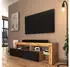 Selsey Asten TV-Lowboard asymmetrisch 172cm LED Wotan-Eiche schwarze Front (Asten)