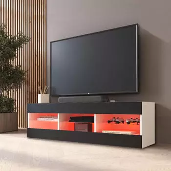 Komodee Tivoli Lowboard 3 Fächer Schwarz/Weiß RGB-LED 140x40.5x35.5cm