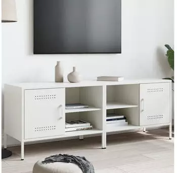 vidaXL TV-Schrank 2er-Set Stahl Wei&szlig; 68x39x50,5cm (843005)