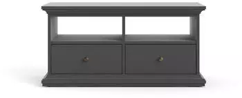 ebuy24 Venedig TV-Tisch 2 Schubladen 2 F&auml;cher, Holzwerkstoff, matt grau (5715680002026)