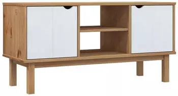 vidaXL OTTA TV-Schrank Braun/Wei&szlig; Massivholz Kiefer 113,5x43x57cm (348596)