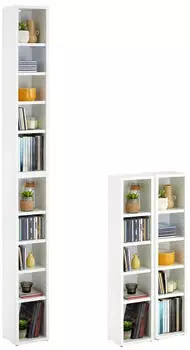 Caro M&ouml;bel Chart Medienregal 2-teilig, 10 F&auml;cher, 160 CDs, Wei&szlig;, 20x187cm