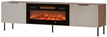 Mirjan24 TV-Lowboard mit Kamin 181x53x42cm, Nussbaum/Kaschmir (Almera 180 06)