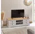 Idimex Kent TV-Lowboard 144cm Massivholz Weiß/Eiche 4 Schubladen (81389)