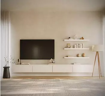 Selsey Bemmi H&auml;ngendes TV-Board 4 Klappen 300cm, Wei&szlig;