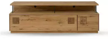 Pharao24 Wildeiche massiv Lowboard in modernem Design Klappe und Tür (10123311)