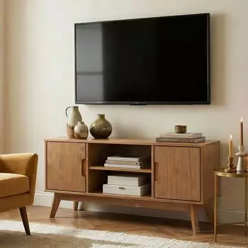 Idimex TIVOLI TV-Lowboard Massivholz, 2 T&uuml;ren, 2 Nischen, dunkelbraun (TIVOLI)