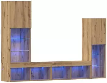vidaXL TV-Schrank 4-teilig mit LED, Holzwerkstoff, Artisan-Eiche (3334390)