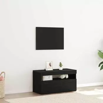 vidaXL TV-Schrank mit LED, schwarz Eiche, 75x35x40cm (862557)
