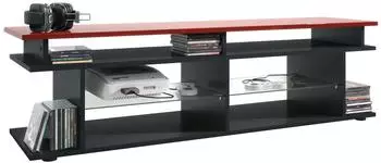 Vladon Movie V3 Lowboard mit TV-Aufsatz, schwarz matt/Bordeaux hochglanz (138,5x39x37,5cm)