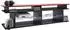 Vladon Movie V3 Lowboard mit TV-Aufsatz, 8 Fächer, LED-Beleuchtung, schwarz matt/bordeaux hochglanz (138,5x39x37,5cm)