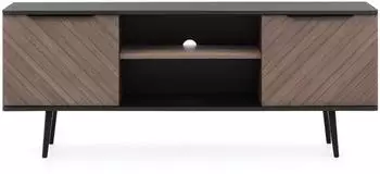 Beautysofa Parini TV-Lowboard 2 Türen, offenes Regal, Eiche/Graphitschwarz, 150cm (PARINI)