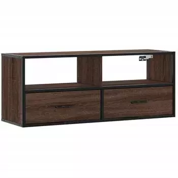 vidaXL TV-Schrank braun Eiche 100x31x39,5 cm Holzwerkstoff und Metall (848933)