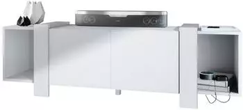 Vladon Lowboard Ida mit 2 T&uuml;ren und 2 offenen F&auml;chern, wei&szlig; matt, 149x45,5x34cm