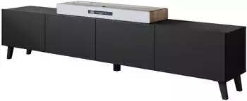 Mirjan24 Phuket 190 TV-Lowboard mit 4 Klappen, ged&auml;mpftes Schlie&szlig;system, 190x40x32cm, schwarzer Graphit