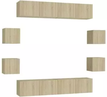 vidaXL TV-Schrank-Set 8-tlg. Holzwerkstoff Sonoma-Eiche (3078963)