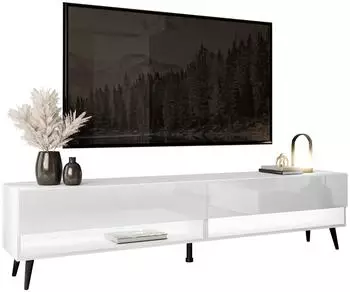 Lookway Calante TV-Lowboard 180cm, weiß hochglanz, 2 Fächer, schwarze Beine (800000878292)