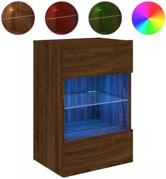 vidaXL TV-Wandschrank mit LED-Leuchten, braun Eichen-Optik, 40x30x60,5cm (837090)