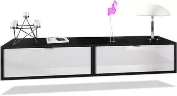 Vladon Lana 80 Lowboard 2er-Set, schwarz matt/wei&szlig; hochglanz, 80x29x37cm (800000608893)