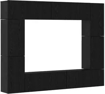 vidaXL TV-Schrankset 8-teilig, schwarz, Eichen-Optik, Holzwerkstoff (3393310)
